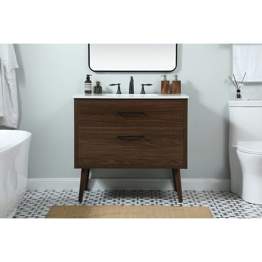 Elegant Kitchen/Bath Boise 36" Single Bathroom Vanity, Walnut