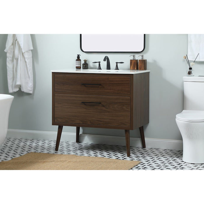 Elegant Kitchen/Bath Boise 36" Single Bathroom Vanity, Walnut
