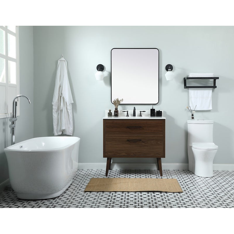 Elegant Kitchen/Bath Boise 36" Single Bathroom Vanity, Walnut