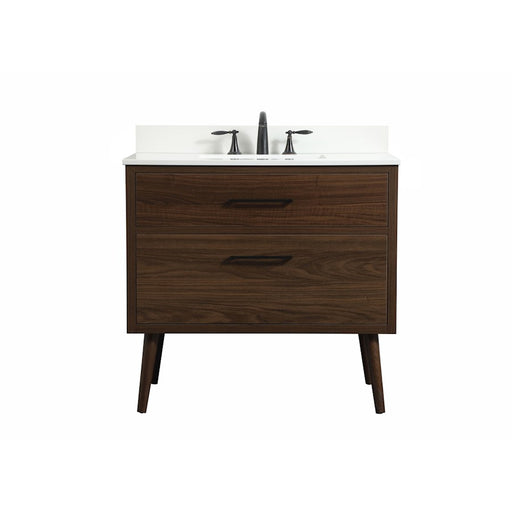 Elegant Boise 36" Single Bathroom Vanity, Walnut/Backsplash - VF41036MWT-BS