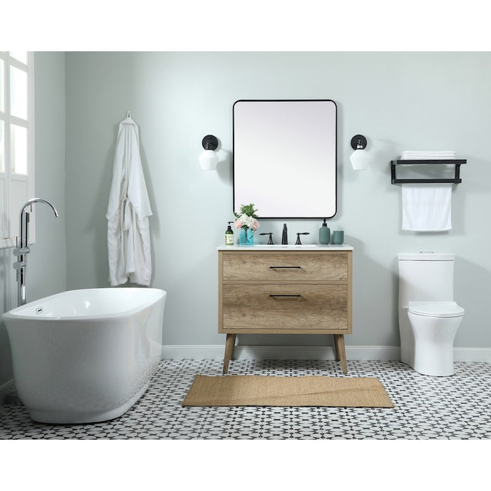 Elegant Boise 36" Single Bathroom Vanity, Walnut/Backsplash