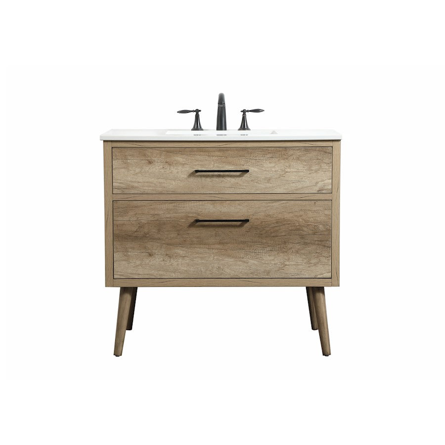 Elegant Kitchen/Bath Boise 36" Single Bathroom Vanity, Natural Oak - VF41036NT