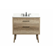 Elegant Boise 36" Single Bathroom Vanity, Natural Oak/Backsplash - VF41036NT-BS