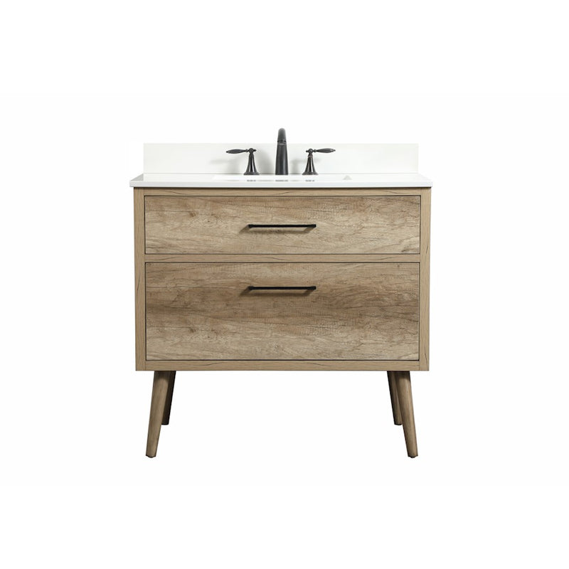 Elegant Boise 36" Single Bathroom Vanity, Natural Oak/Backsplash - VF41036NT-BS