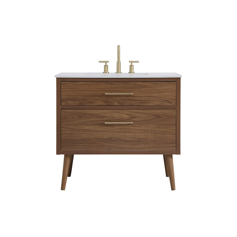 Elegant Kitchen/Bath Boise 36" Bathroom Vanity, Walnut Brown - VF41036WB