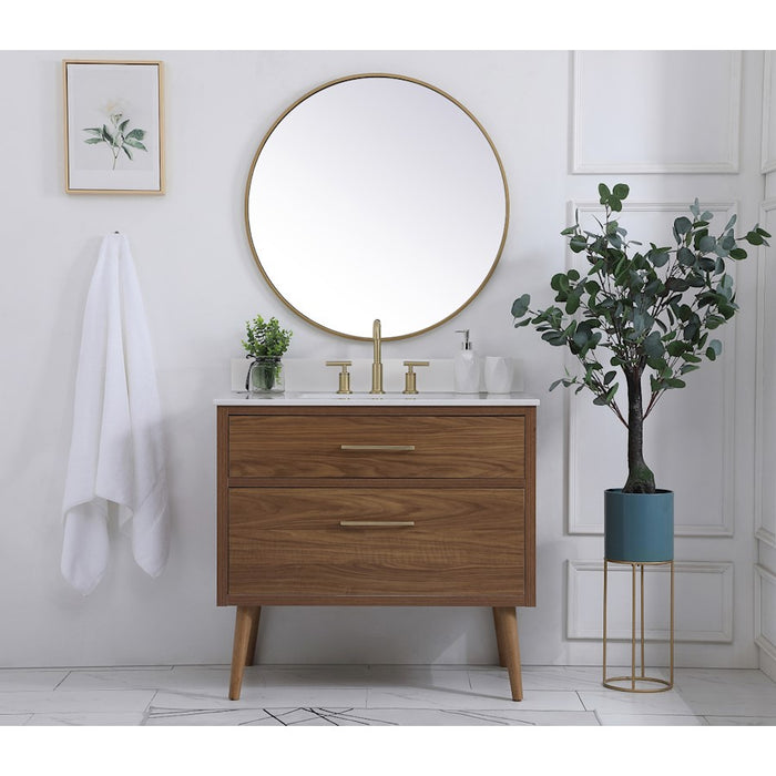 Elegant Kitchen/Bath Boise 36" Bathroom Vanity, Walnut Brown
