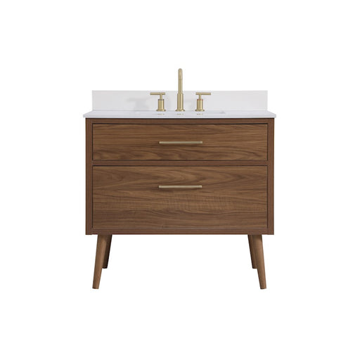 Elegant Boise 36" Bathroom Vanity, Walnut Brown/Backsplash - VF41036WB-BS