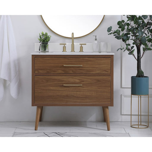 Elegant Boise 36" Bathroom Vanity, Walnut Brown/Backsplash