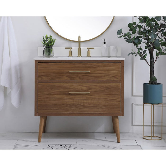 Elegant Boise 36" Bathroom Vanity, Walnut Brown/Backsplash