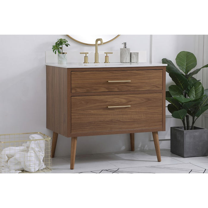 Elegant Boise 36" Bathroom Vanity, Walnut Brown/Backsplash