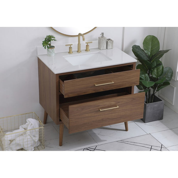Elegant Boise 36" Bathroom Vanity, Walnut Brown/Backsplash