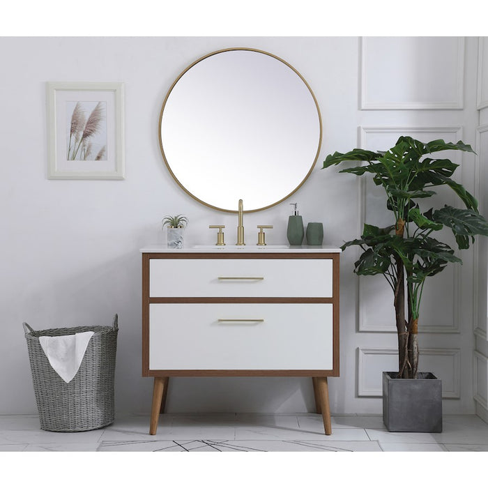 Elegant Boise 36" Bathroom Vanity, Walnut Brown/Backsplash