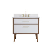 Elegant Kitchen/Bath Boise 36" Bathroom Vanity, White/Backsplash - VF41036WH-BS