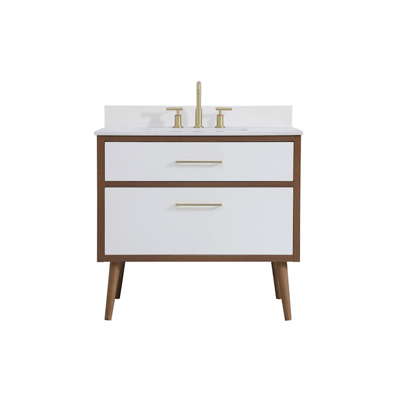 Elegant Kitchen/Bath Boise 36" Bathroom Vanity, White/Backsplash - VF41036WH-BS