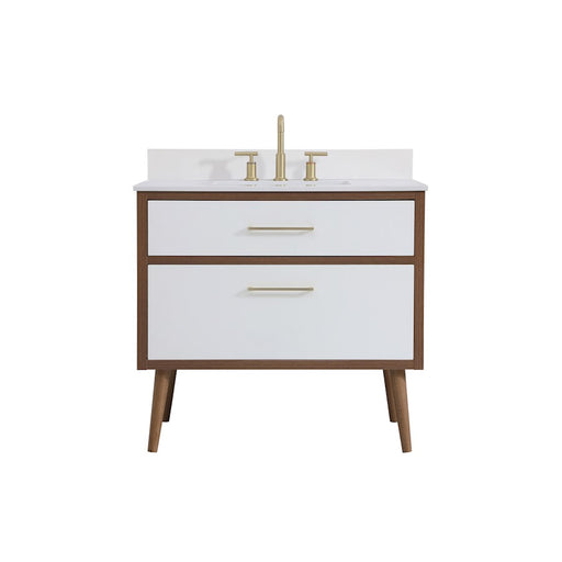 Elegant Kitchen/Bath Boise 36" Bathroom Vanity, White/Backsplash - VF41036WH-BS