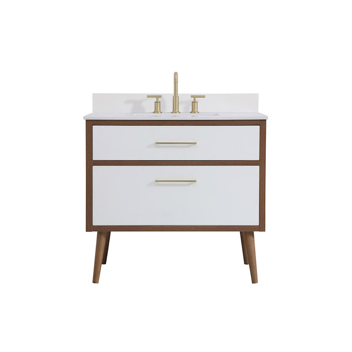 Elegant Kitchen/Bath Boise 36" Bathroom Vanity, White/Backsplash - VF41036WH-BS