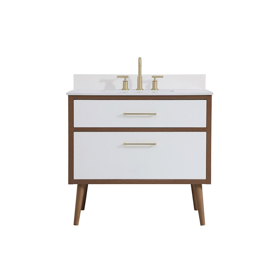 Elegant Kitchen/Bath Boise 36" Bathroom Vanity, White/Backsplash - VF41036WH-BS