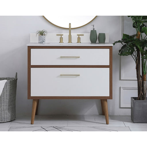 Elegant Kitchen/Bath Boise 36" Bathroom Vanity, White/Backsplash