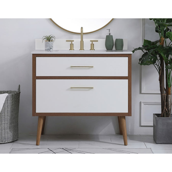 Elegant Kitchen/Bath Boise 36" Bathroom Vanity, White/Backsplash