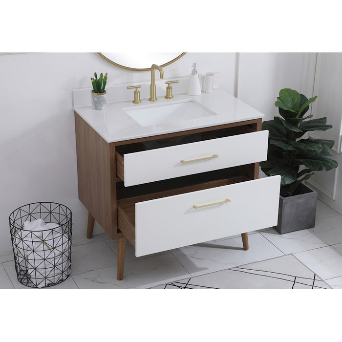 Elegant Kitchen/Bath Boise 36" Bathroom Vanity, White/Backsplash