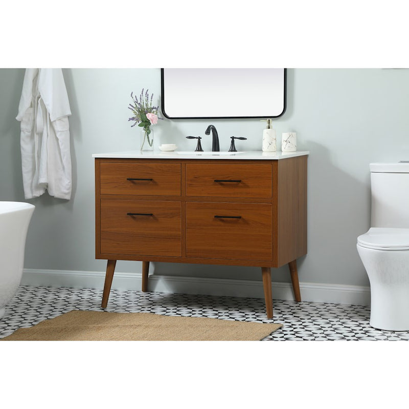 Elegant Kitchen/Bath Boise 42" Single Bathroom Vanity, Teak
