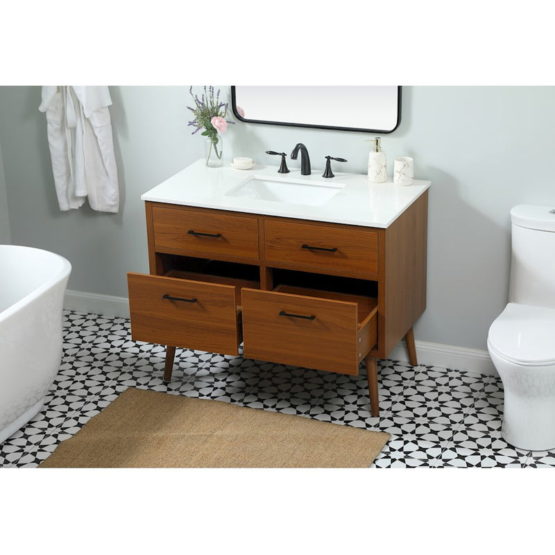 Elegant Kitchen/Bath Boise 42" Single Bathroom Vanity, Teak