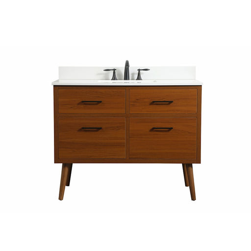 Elegant Boise 42" Single Bathroom Vanity, Teak/Backsplash - VF41042MTK-BS