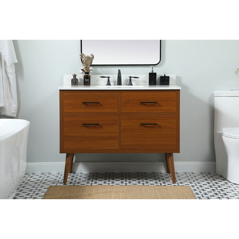 Elegant Boise 42" Single Bathroom Vanity, Teak/Backsplash