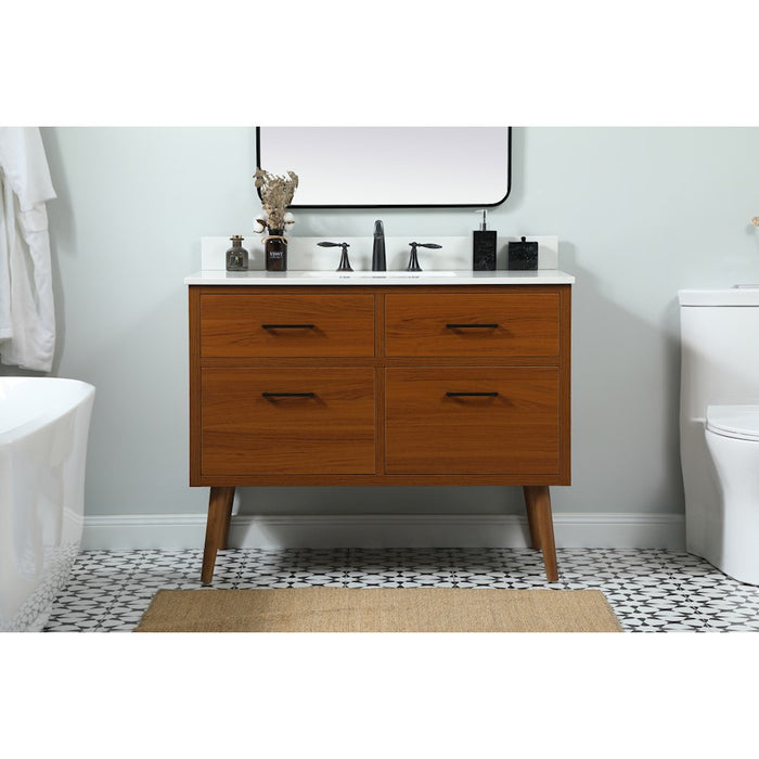 Elegant Boise 42" Single Bathroom Vanity, Teak/Backsplash