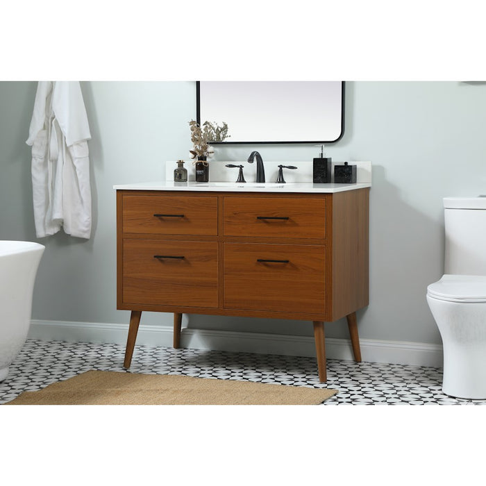 Elegant Boise 42" Single Bathroom Vanity, Teak/Backsplash