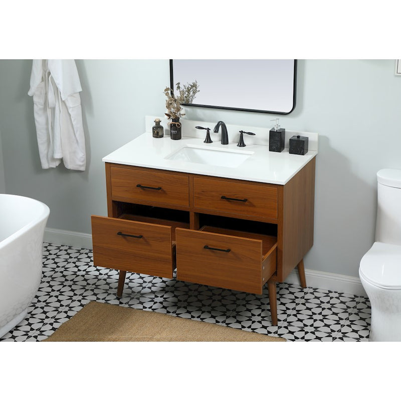 Elegant Boise 42" Single Bathroom Vanity, Teak/Backsplash