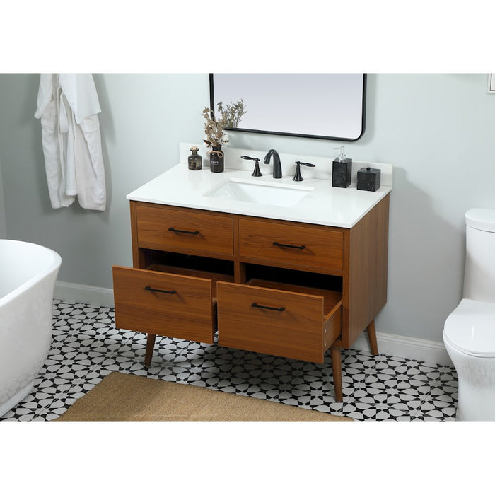Elegant Boise 42" Single Bathroom Vanity, Teak/Backsplash