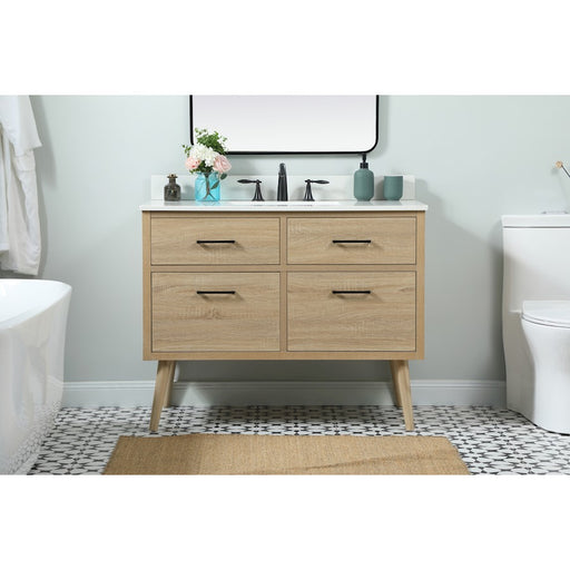 Elegant Boise 42" Single Bathroom Vanity, Mango Wood/Backsplash
