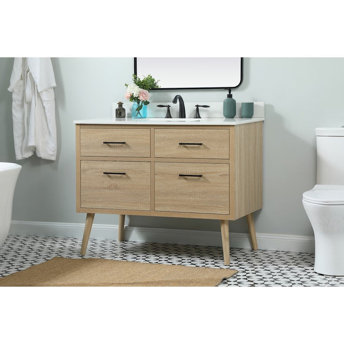 Elegant Boise 42" Single Bathroom Vanity, Mango Wood/Backsplash
