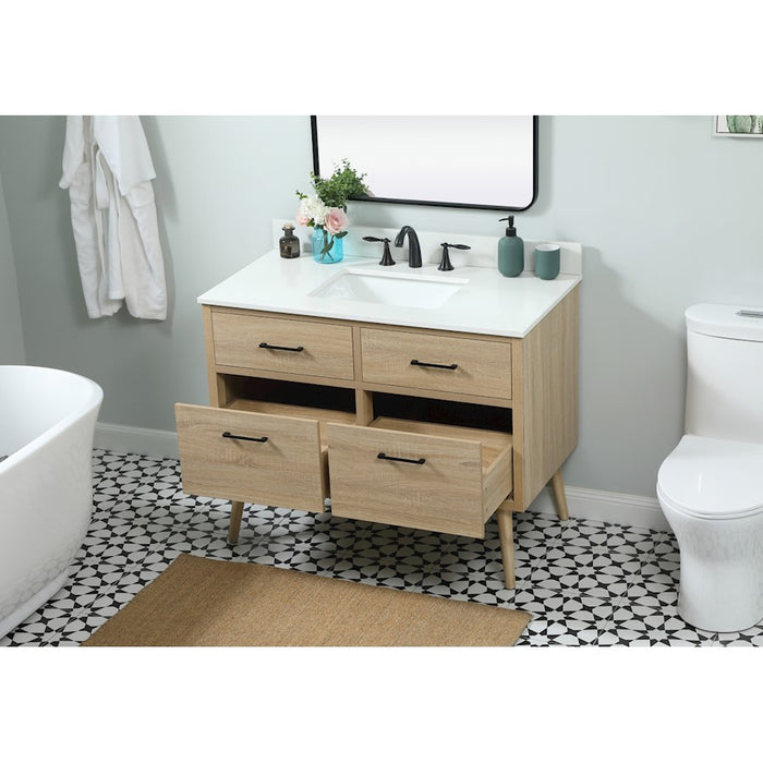Elegant Boise 42" Single Bathroom Vanity, Mango Wood/Backsplash