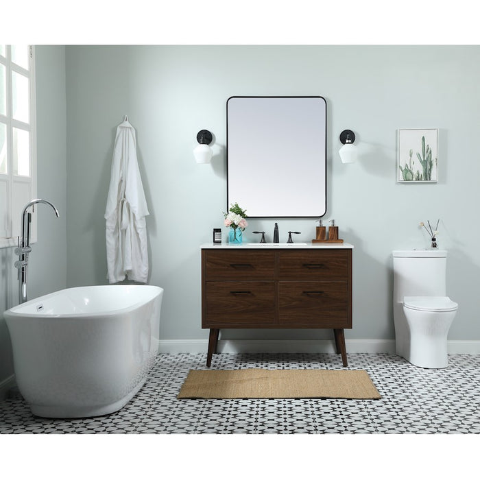 Elegant Boise 42" Single Bathroom Vanity, Mango Wood/Backsplash
