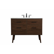 Elegant Kitchen/Bath Boise 42" Single Bathroom Vanity, Walnut - VF41042MWT