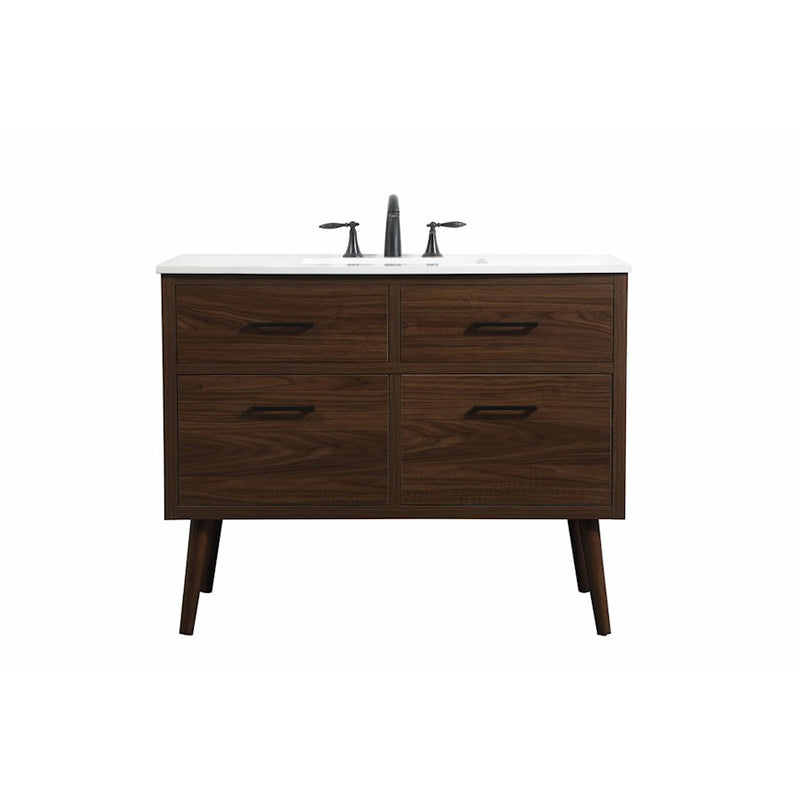Elegant Kitchen/Bath Boise 42" Single Bathroom Vanity, Walnut - VF41042MWT