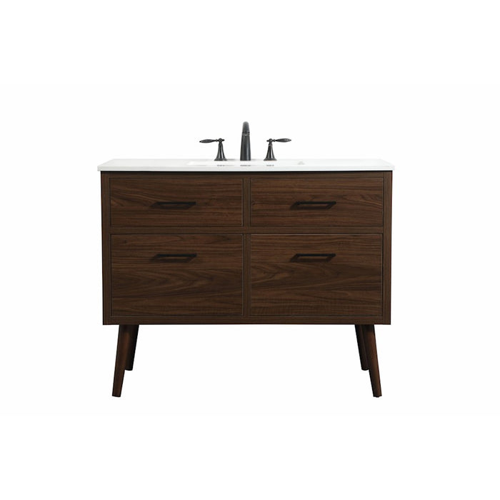 Elegant Kitchen/Bath Boise 42" Single Bathroom Vanity, Walnut - VF41042MWT