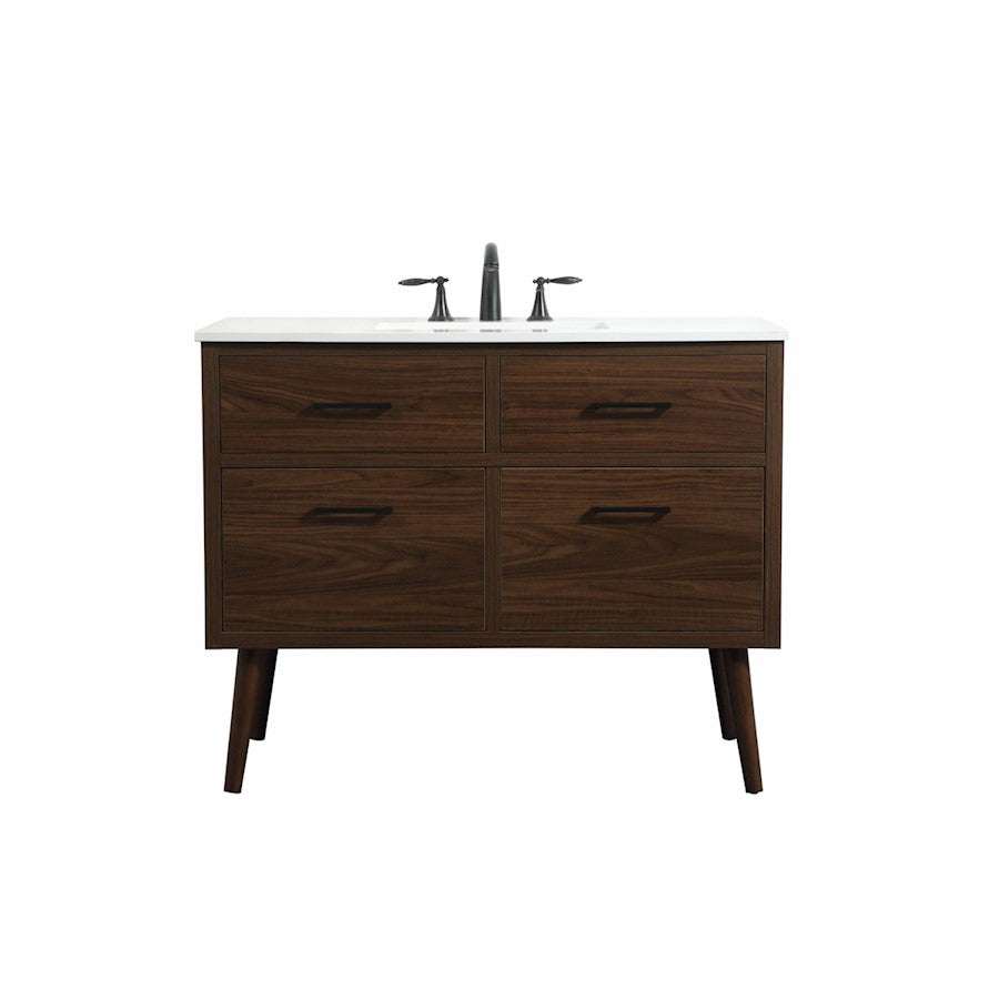 Elegant Kitchen/Bath Boise 42" Single Bathroom Vanity, Walnut - VF41042MWT
