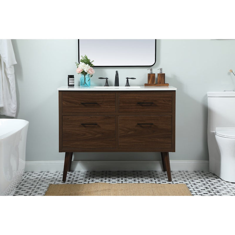 Elegant Kitchen/Bath Boise 42" Single Bathroom Vanity, Walnut