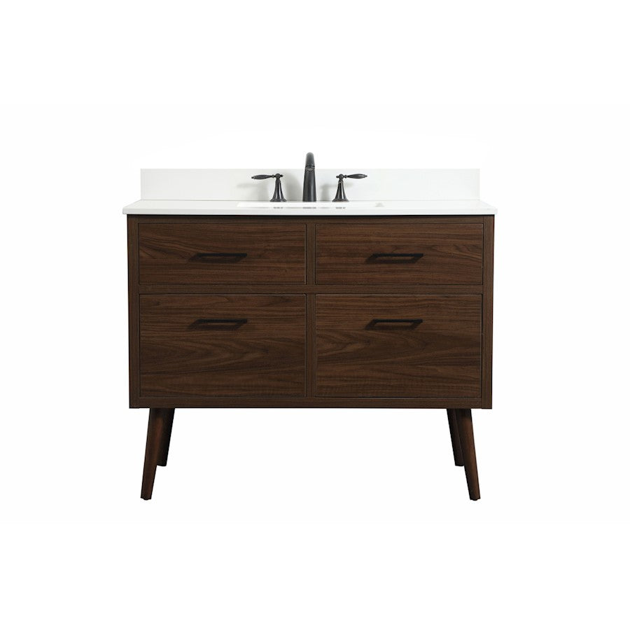 Elegant Boise 42" Single Bathroom Vanity, Walnut/Backsplash - VF41042MWT-BS