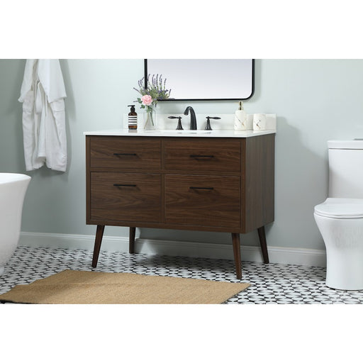 Elegant Boise 42" Single Bathroom Vanity, Walnut/Backsplash