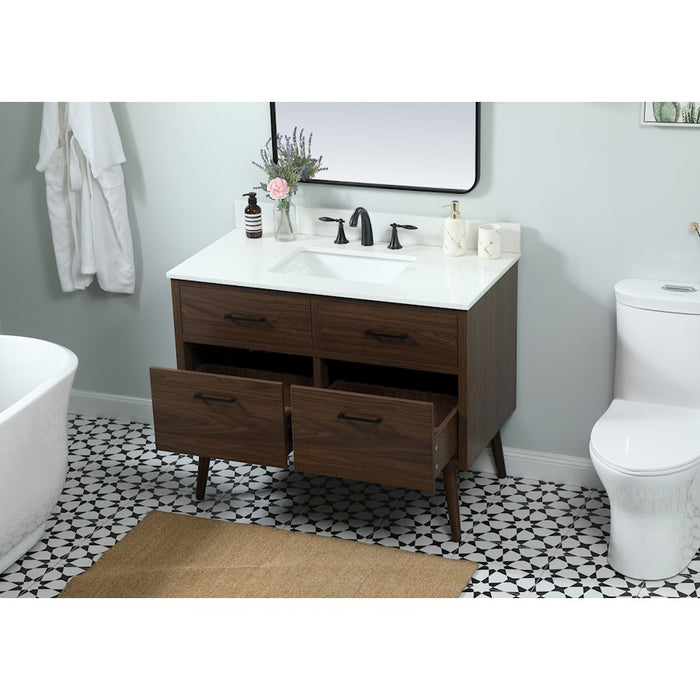 Elegant Boise 42" Single Bathroom Vanity, Walnut/Backsplash