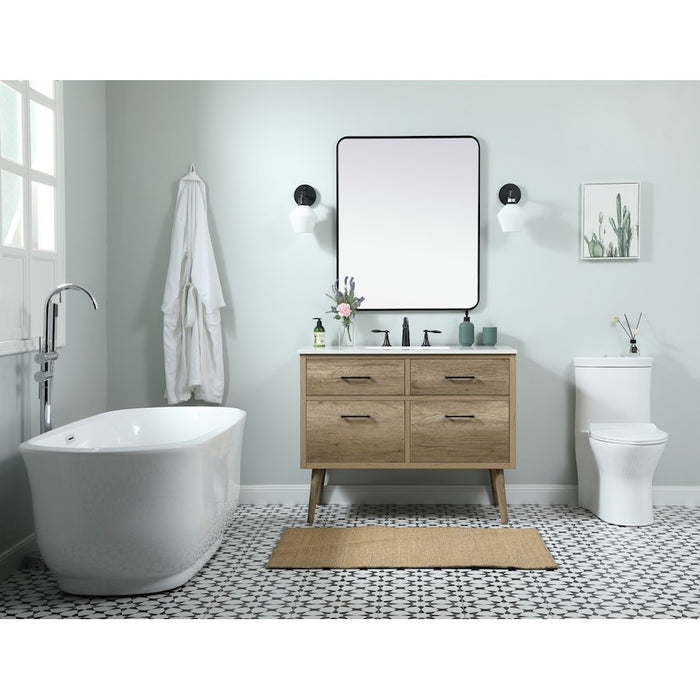 Elegant Boise 42" Single Bathroom Vanity, Walnut/Backsplash
