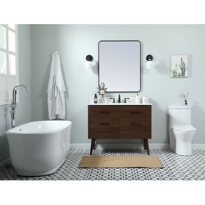 Elegant Boise 42" Single Bathroom Vanity, Walnut/Backsplash