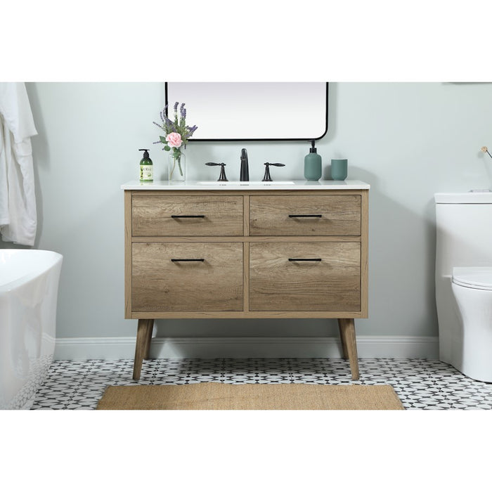 Elegant Kitchen/Bath Boise 42" Single Bathroom Vanity, Natural Oak