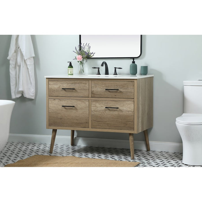 Elegant Kitchen/Bath Boise 42" Single Bathroom Vanity, Natural Oak