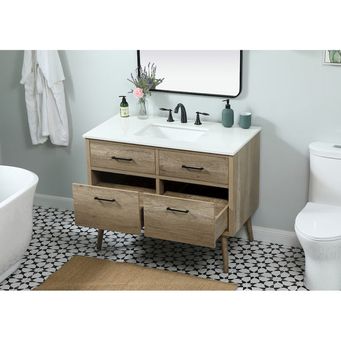 Elegant Kitchen/Bath Boise 42" Single Bathroom Vanity, Natural Oak