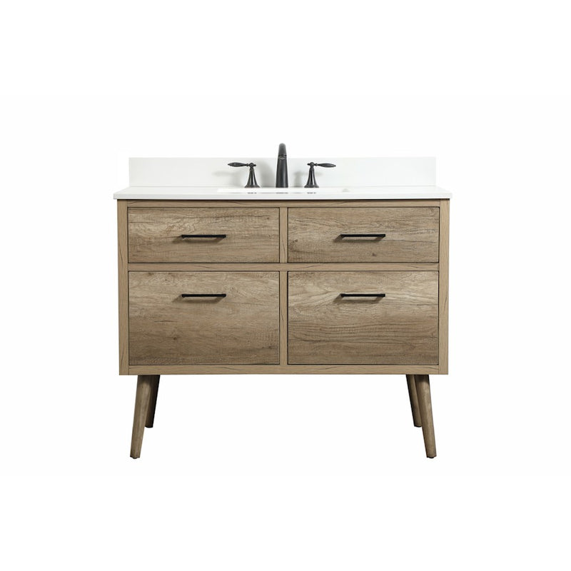 Elegant Boise 42" Single Bathroom Vanity, Natural Oak/Backsplash - VF41042NT-BS
